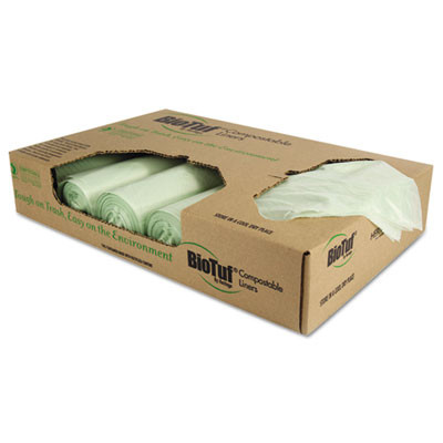 Heritage Biotuf Compostable Can Liners  32 gal  1 mil  34  x 48   Green  100 Carton (HERY6848YER01)