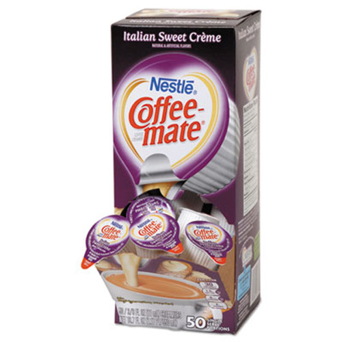 Coffee mate Liquid Coffee Creamer  Italian Sweet Creme  0 38 oz Mini Cups  50 Box (NES84652)