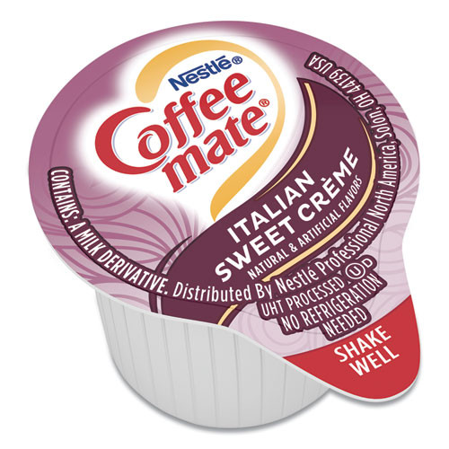 Coffee mate Liquid Coffee Creamer  Italian Sweet Creme  0 38 oz Mini Cups  50 Box (NES84652)
