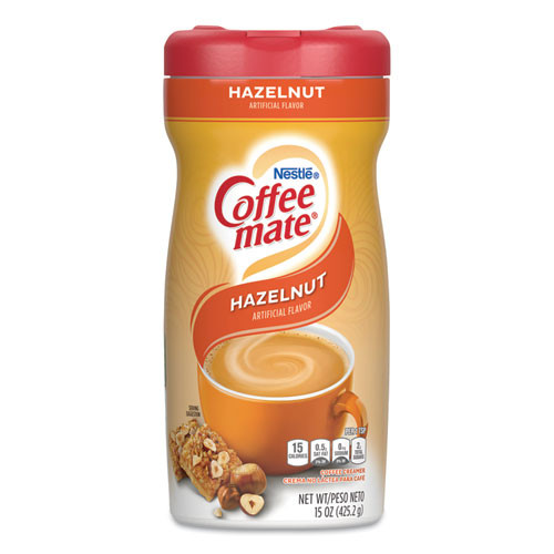 Coffee mate Non-Dairy Powdered Creamer  Hazelnut  15 oz Canister  12 Carton (NES12345CT)