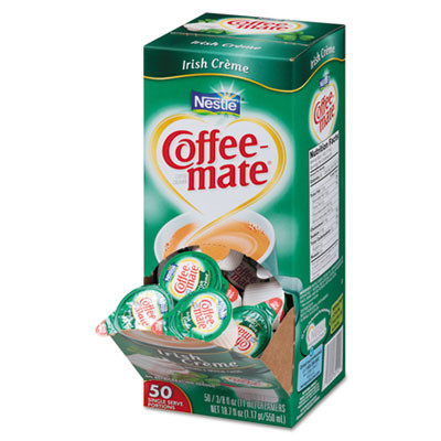 Coffee mate Liquid Coffee Creamer  Irish Creme  0 38 oz Mini Cups  50 Box  4 Boxes Carton  200 Total Carton (NES35112CT)