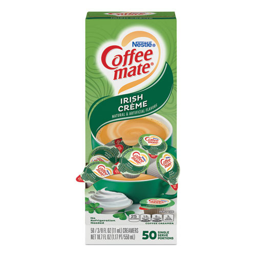 Coffee mate Liquid Coffee Creamer  Irish Creme  0 38 oz Mini Cups  50 Box  4 Boxes Carton  200 Total Carton (NES35112CT)