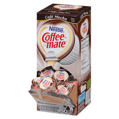 Coffee mate Liquid Coffee Creamer  Cafe Mocha  0 38 oz Mini Cups  50 Box (NES35115)