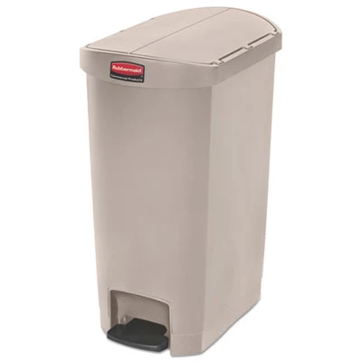 Rubbermaid Commercial Slim Jim Resin Step-On Container  End Step Style  13 gal  Beige (RCP1883459)