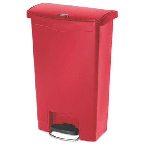 Rubbermaid Commercial Slim Jim Resin Step-On Container  Front Step Style  13 gal  Red (RCP1883566)