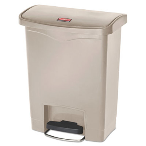 Rubbermaid Commercial Slim Jim Resin Step-On Container  Front Step Style  8 gal  Beige (RCP1883456)