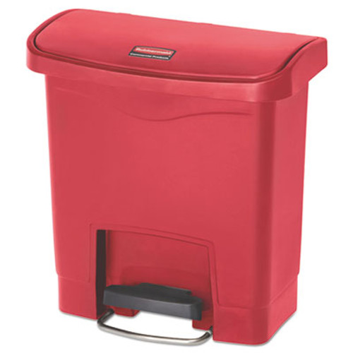 Rubbermaid Commercial Slim Jim Resin Step-On Container  Front Step Style  4 gal  Red (RCP1883563)