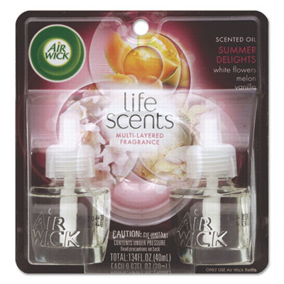 Air Wick Life Scents Scented Oil Refills  Summer Delights  0 67 oz  2 Pack  6 Packs Carton (RAC91112)