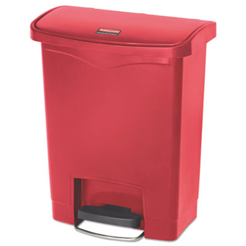 Rubbermaid Commercial Slim Jim Resin Step-On Container  Front Step Style  8 gal  Red (RCP1883564)