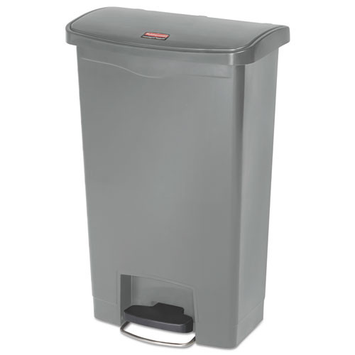 Rubbermaid Commercial Slim Jim Resin Step-On Container  Front Step Style  13 gal  Gray (RCP1883602)