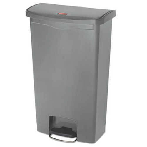 Rubbermaid Commercial Slim Jim Resin Step-On Container  Front Step Style  18 gal  Gray (RCP1883604)