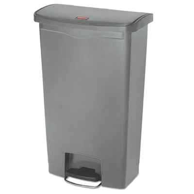 Rubbermaid Commercial Slim Jim Resin Step-On Container  Front Step Style  18 gal  Gray (RCP1883604)
