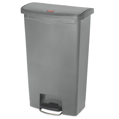Rubbermaid Commercial Slim Jim Resin Step-On Container  Front Step Style  18 gal  Gray (RCP1883604)