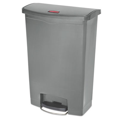 Rubbermaid Commercial Slim Jim Resin Step-On Container  Front Step Style  24 gal  Gray (RCP1883606)