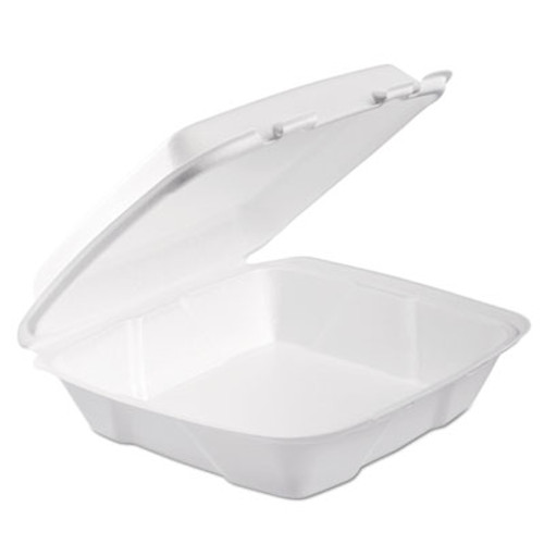 Dart Foam Hinged Lid Container  1-Comp  9 x 9 2 5 x 3  White  100 Bag  2 Bag Carton (DCC90HTPF1R)