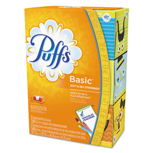 Puffs White Facial Tissue  2-Ply  White  180 Sheets Box  3 Boxes Pack (PGC87615PK)