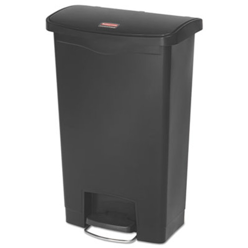 Rubbermaid Commercial Slim Jim Resin Step-On Container  Front Step Style  13 gal  Black (RCP1883611)