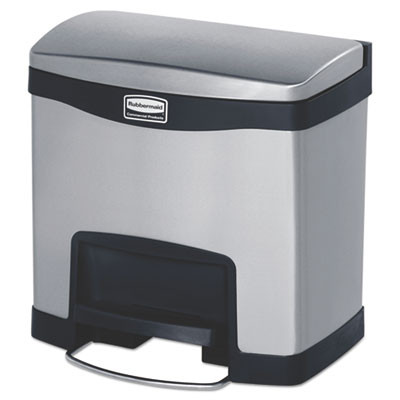 Rubbermaid Commercial Slim Jim Stainless Steel Step-On Container  Front Step Style  4 gal  Black (RCP1901982)
