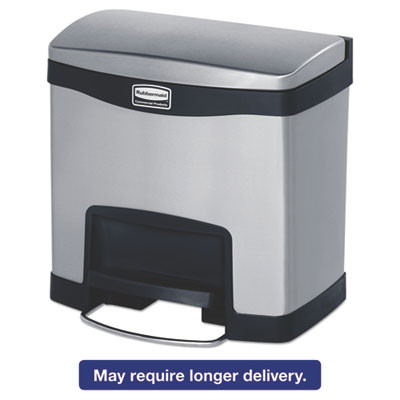 Rubbermaid Commercial Slim Jim Stainless Steel Step-On Container  Front Step Style  4 gal  Black (RCP1901982)