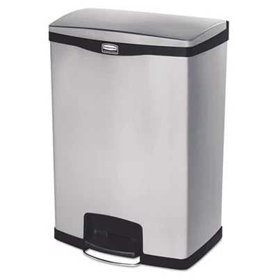 Rubbermaid Commercial Slim Jim Stainless Steel Step-On Container  Front Step Style  24 gal  Black (RCP1901999)