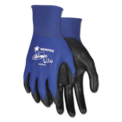 MCR Safety Ultra Tech Tactile Dexterity Work Gloves  Blue Black  Large  1 Dozen (CRWN9696L)