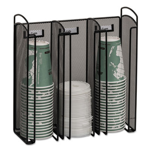 Safco Onyx Breakroom Organizers  3Compartments  12 75x4 5x13 25  Steel Mesh  Black (SAF3292BL)