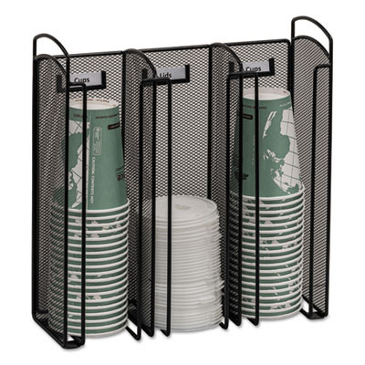 Safco Onyx Breakroom Organizers  3Compartments  12 75x4 5x13 25  Steel Mesh  Black (SAF3292BL)