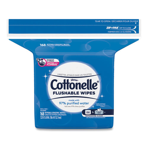 Cottonelle Fresh Care Flushable Cleansing Cloths  White  5 x 7 1 4  168 Pack (KCC10358EA)
