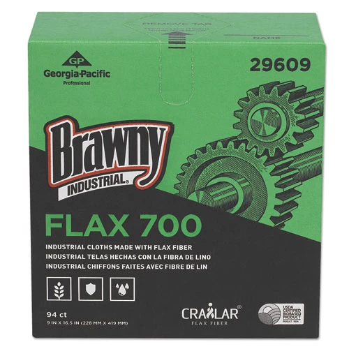 Brawny Industrial FLAX 700 Medium Duty Cloths  9 x 16 1 2  White  94 Box  10 Box Carton (GPC29609)