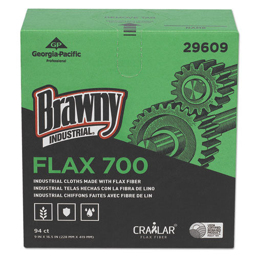 Brawny Industrial FLAX 700 Medium Duty Cloths  9 x 16 1 2  White  94 Box  10 Box Carton (GPC29609)