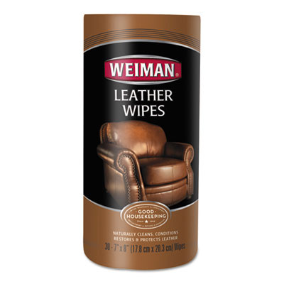 WEIMAN Leather Wipes  7 x 8  30 Canister  4 Canisters Carton (WMN91CT)