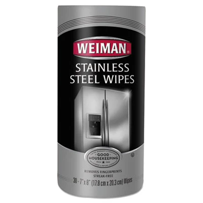 WEIMAN Stainless Steel Wipes  7 x 8  30 Canister  4 Canisters Carton (WMN92CT)