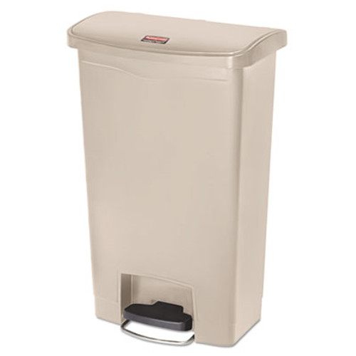 Rubbermaid Commercial Slim Jim Resin Step-On Container  Front Step Style  13 gal  Beige (RCP1883458)
