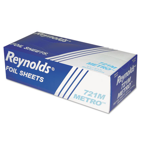 Reynolds Wrap Metro Pop-Up Aluminum Foil Sheets  12 x 10 3 4  Silver  500 Box  6 Carton (RFP721M)