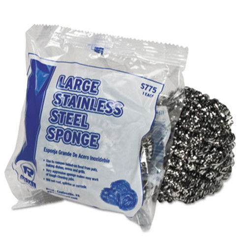 AmerCareRoyal Large Stainless Steel Sponge  Polybagged  1 75 oz  12 PK  6 PK CT (RPPS7756)