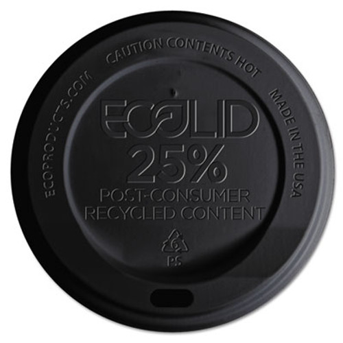 Eco-Products EcoLid 25  Recy Content Hot Cup Lid  Black  F 10-20oz  100 PK  10 PK CT (ECOEPHL16BR)