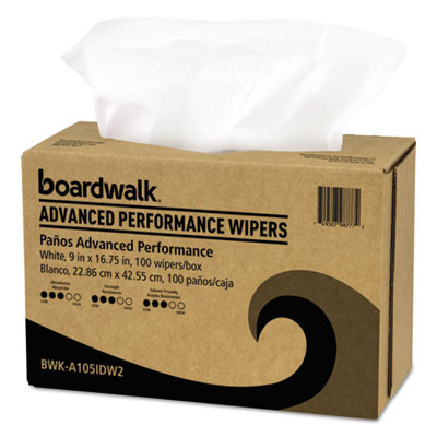 Boardwalk Advanced Performance Wipers  White  9x16 3 4  10 Pack Dispensers of 100  1000 Ct (BWKA105IDW2)