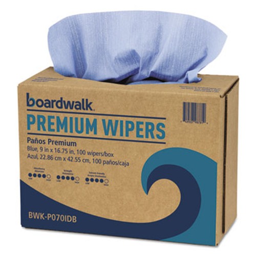 Boardwalk Hydrospun Wipers  Blue  9 x 16 75  100 Wipes Box  10 Boxes Carton (BWKP070IDB)