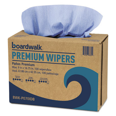 Boardwalk Hydrospun Wipers  Blue  9 x 16 75  100 Wipes Box  10 Boxes Carton (BWKP070IDB)