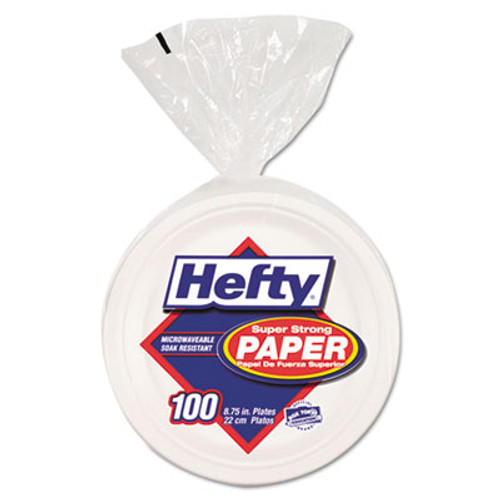 Hefty Super Strong Paper Dinnerware, 8 3/4" Plate, Bagasse, 100/Pack, 4 Packs/Carton (RFPD790010CBTCT)