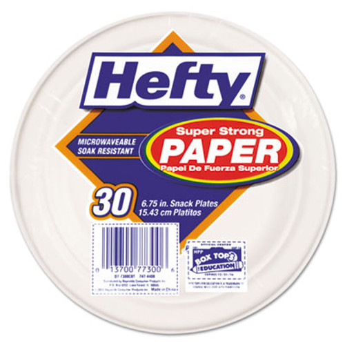 Hefty Super Strong Paper Dinnerware, 6 3/4" Plate, Bagasse, 30/Pack, 12 Packs/Carton (RFPD7730000CBCT)