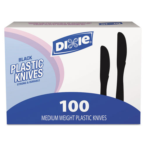 Dixie Plastic Tableware  Heavy Mediumweight Knives  Black  100 Box  10 Boxes Carton (DXEKM507CT)