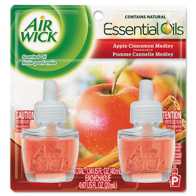 Air Wick Scented Oil Refill  0 67 oz  Apple Cinnamon Medley  2 Pack  6 Packs Carton (RAC80420CT)