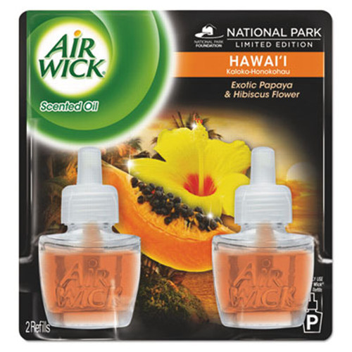Air Wick Scented Oil Twin Refill  Hawai'i Exotic Papaya Hibiscus Flower  0 67 oz  6 Carton (RAC85175CT)