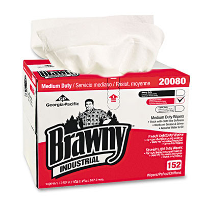 Georgia Pacific Professional Brawny Industrial Premium DRC Wipes  Paper  12-1 2 x 16-3 4  White  152 Box (GPC2008003)