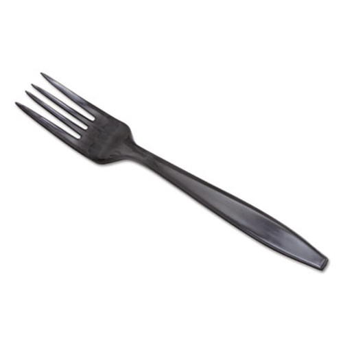 Dixie Individually Wrapped Heavyweight Utensils  Fork  Plastic  Black  1 000 Carton (DXEPFH53C)