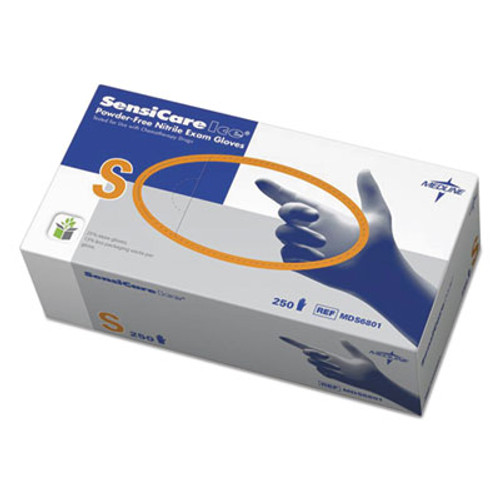 Medline Sensicare Ice Nitrile Exam Gloves  Powder-Free  Small  Blue  250 Box (MIIMDS6801)