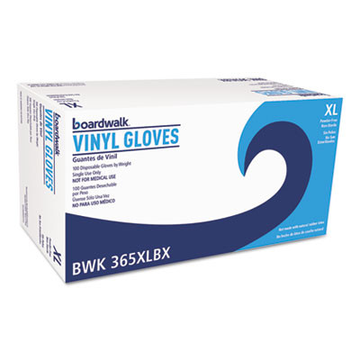 Boardwalk General Purpose Vinyl Gloves  Powder Latex-Free  2 3 5mil  X-Large  Clear 100 BX (BWK365XLBX)