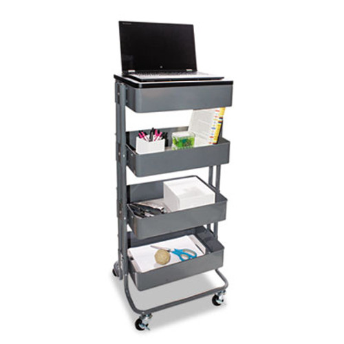 Vertiflex Multi-Use Storage Cart Stand-Up Workstation  15 25w x 11 25d x 18 5 to 39h  Gray (VRTVF51025)