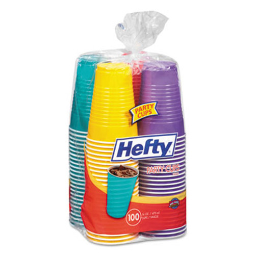 Hefty Easy Grip Disposable Plastic Party Cups  16 oz  Assorted  100 Pack  4Pk Carton (RFPC21637CT)